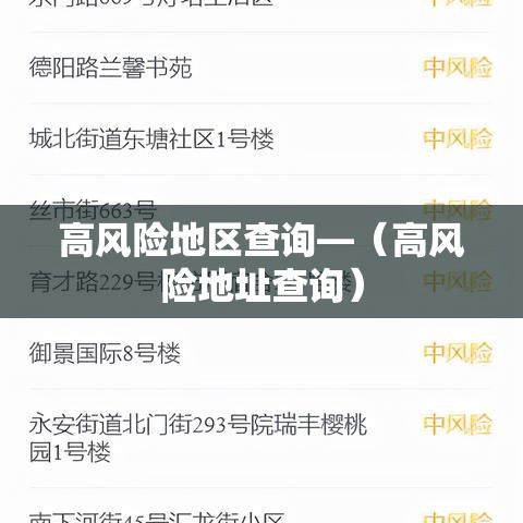 高风险地区查询—(高风险地址查询) 高风险地区查询—(高风险地址查询)