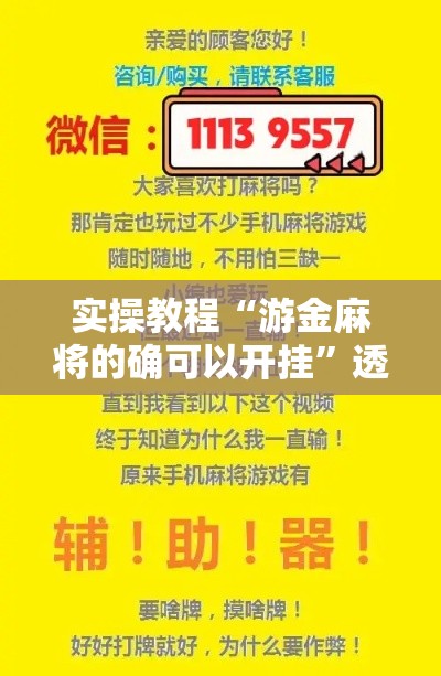 实操教程“游金麻将的确可以开挂	”透视开挂辅助教程