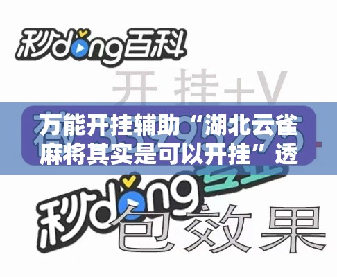万能开挂辅助“湖北云雀麻将其实是可以开挂	”透视开挂辅助教程