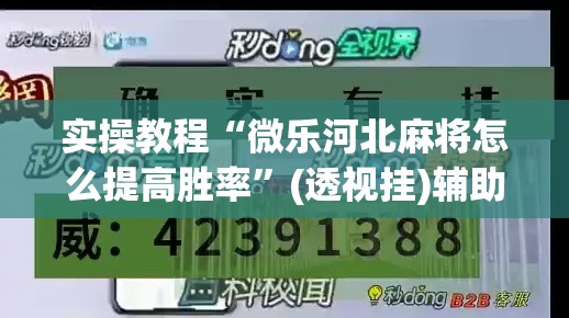 实操教程“微乐河北麻将怎么提高胜率”(透视挂)辅助透视教程