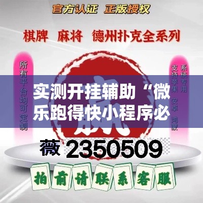 实测开挂辅助“微乐跑得快小程序必赢神器”科技辅助神器手机版教程
