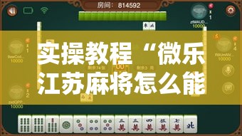 实操教程“微乐江苏麻将怎么能赢”透视开挂辅助教程