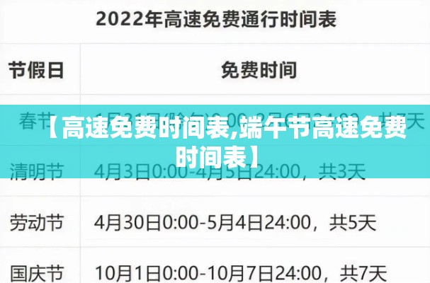 【高速免费时间表,端午节高速免费时间表】