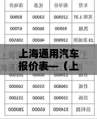 上海通用汽车报价表—(上海通用汽车报价表最新) 上海通用汽车报价表—(上海通用汽车报价表最新)