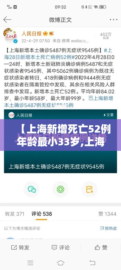 【上海新增死亡52例年龄最小33岁,上海死亡病例详情】 【上海新增死亡52例年龄最小33岁,上海死亡病例详情】