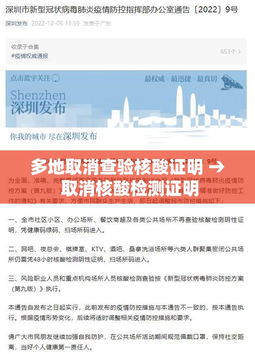 多地取消查验核酸证明 → 取消核酸检测证明