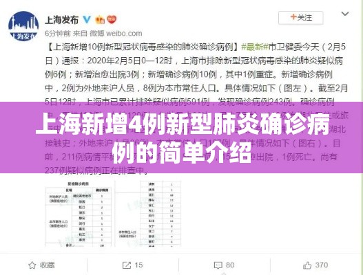 上海新增4例新型肺炎确诊病例的简单介绍 上海新增4例新型肺炎确诊病例的简单介绍