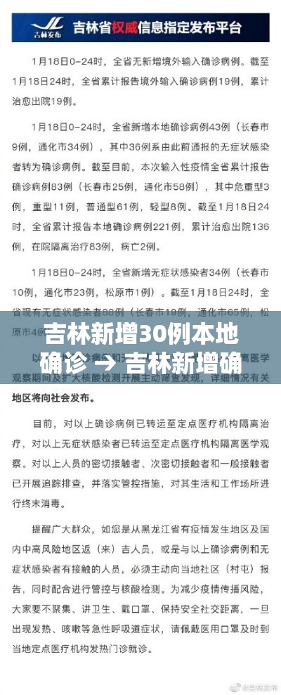 吉林新增30例本地确诊 → 吉林新增确诊12例行程 吉林新增30例本地确诊 → 吉林新增确诊12例行程