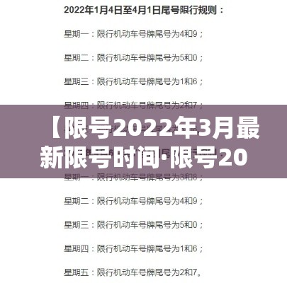 【限号2022年3月最新限号时间·限号2022年3月最新限号时间是多少】