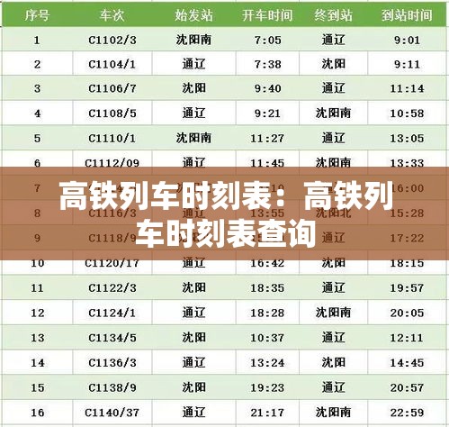 高铁列车时刻表:高铁列车时刻表查询 高铁列车时刻表:高铁列车时刻表查询
