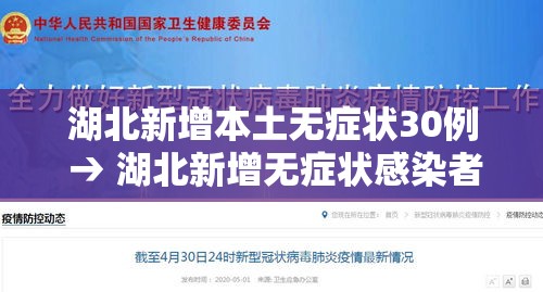 湖北新增本土无症状30例 → 湖北新增无症状感染者9例,现有确诊病例6例