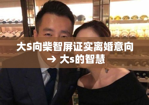 大S向柴智屏证实离婚意向 → 大s的智慧