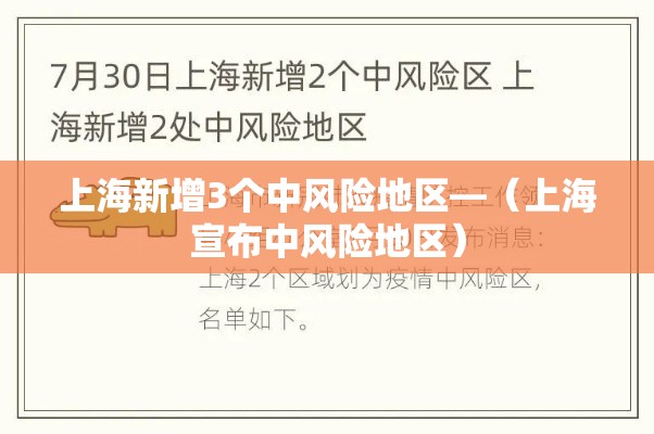 上海新增3个中风险地区—（上海宣布中风险地区）