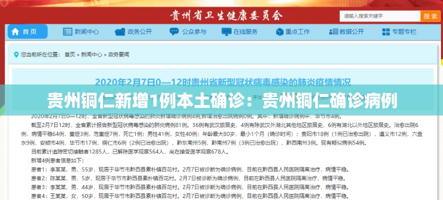 贵州铜仁新增1例本土确诊:贵州铜仁确诊病例 贵州铜仁新增1例本土确诊:贵州铜仁确诊病例